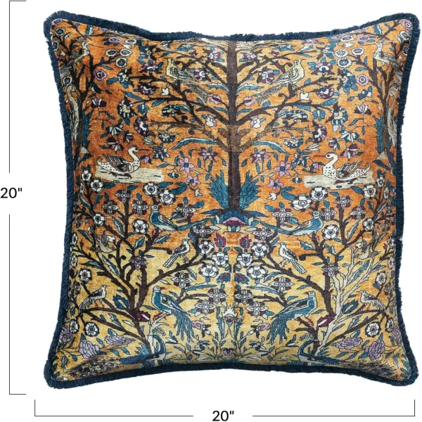 Creative CoOp Multicolor Global Tapestry Velvet Pillow with FringePattern 3