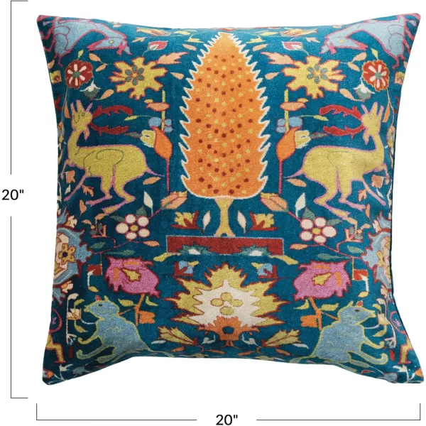 Creative CoOp Multicolor Global Tapestry Velvet Pillow with FringePattern 4