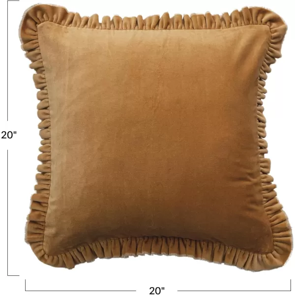 Creative CoOp Mustard Velvet Ruffled Square Pillow