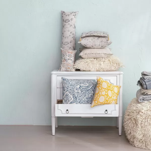 Creative CoOp Natural Patterned Edge Woven Cotton and Linen Pillow
