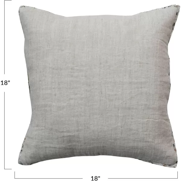 Creative CoOp Natural Patterned Edge Woven Cotton and Linen Pillow