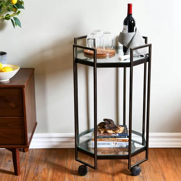 Creative CoOp Octagon Black Metal Bar cart