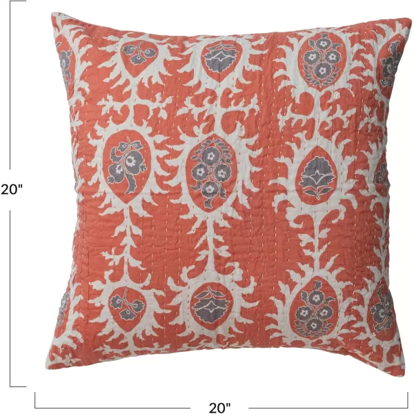 Creative CoOp Patterned Cotton Voile Pillow Multicolor OrangeGrey  Orange