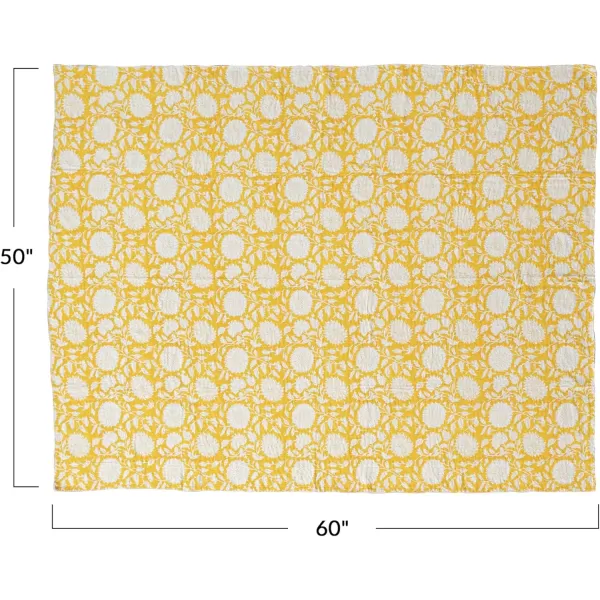 Creative CoOp Patterned Cotton Voile Pillow Multicolor OrangeYellow  Natural
