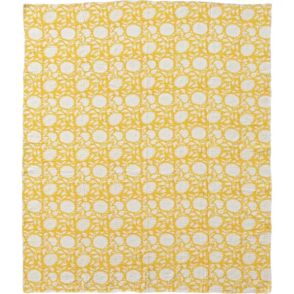 Creative CoOp Patterned Cotton Voile Pillow Multicolor OrangeYellow  Natural