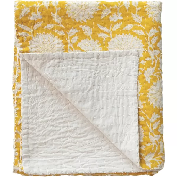 Creative CoOp Patterned Cotton Voile Pillow Multicolor OrangeYellow  Natural