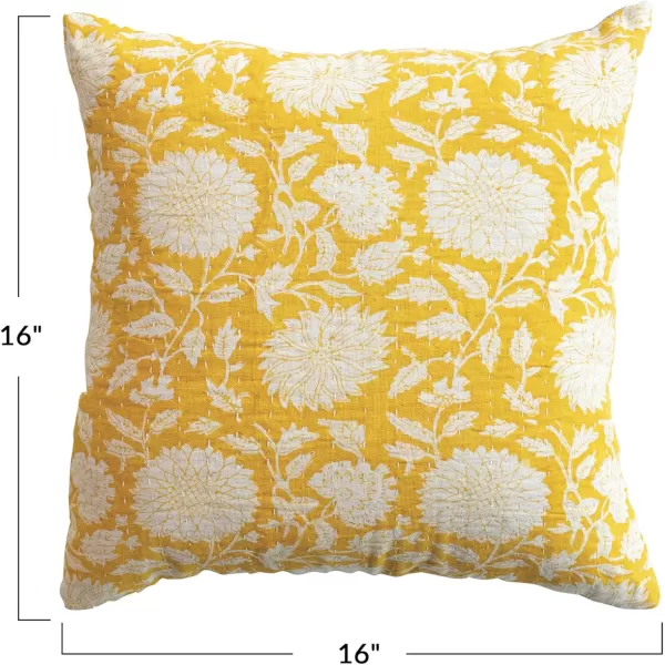 Creative CoOp Patterned Cotton Voile Pillow Multicolor OrangeYellow  Natural