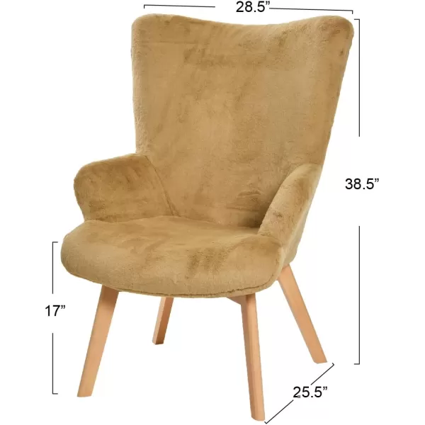 Creative CoOp Plush Wingback Chair WhiteLight Brown