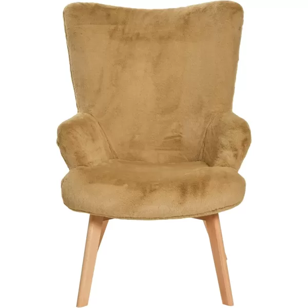 Creative CoOp Plush Wingback Chair WhiteLight Brown