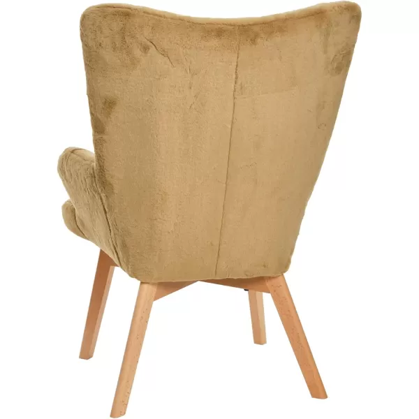 Creative CoOp Plush Wingback Chair WhiteLight Brown
