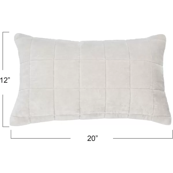Creative CoOp Quilted Velvet Lumbar Pillow Cover 12quot x 20quot GreenGray