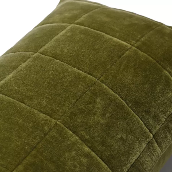 Creative CoOp Quilted Velvet Lumbar Pillow Cover 12quot x 20quot GreenGreen
