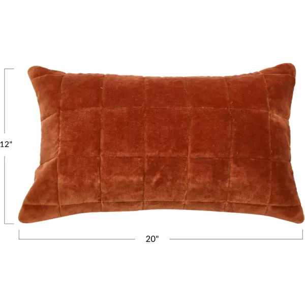 Creative CoOp Quilted Velvet Lumbar Pillow Cover 12quot x 20quot GreenRust