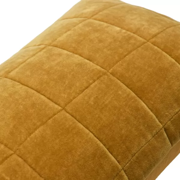 Creative CoOp Quilted Velvet Lumbar Pillow Cover 12quot x 20quot GreenYellow