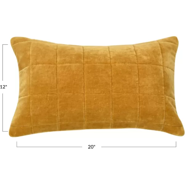 Creative CoOp Quilted Velvet Lumbar Pillow Cover 12quot x 20quot GreenYellow