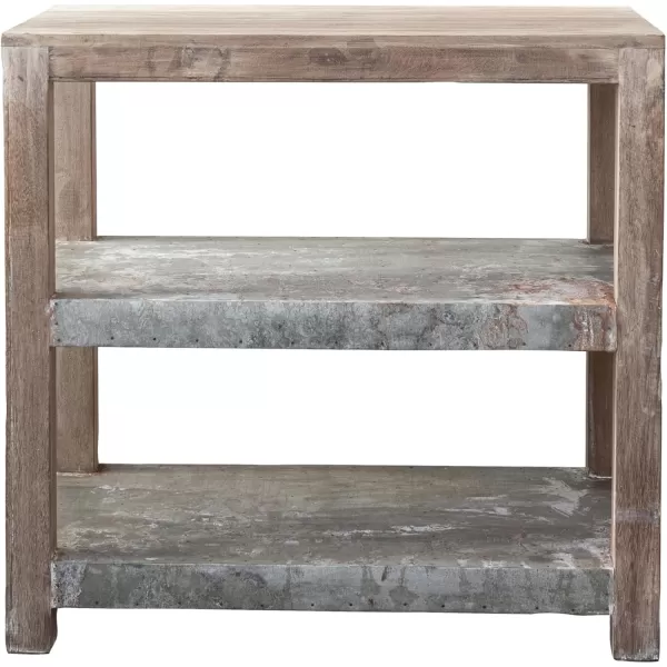 Creative CoOp Reclaimed Wood and Metal Clad Credenza with 2 Shelves Natural
