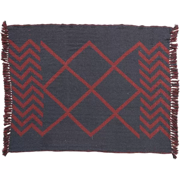Creative CoOp Recycled Cotton Blend Geometric Design and Fringe Multicolor Throw Blanket PinkMulticolor