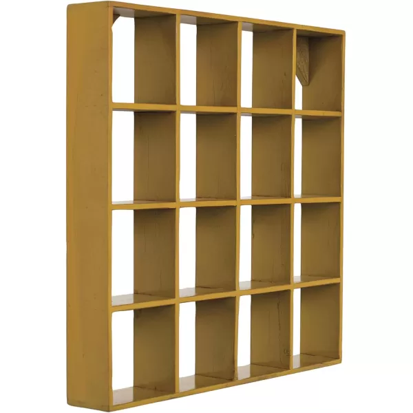Creative CoOp Square Reclaimed Wood and Metal Wall Shelf Mustard