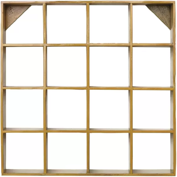 Creative CoOp Square Reclaimed Wood and Metal Wall Shelf Mustard