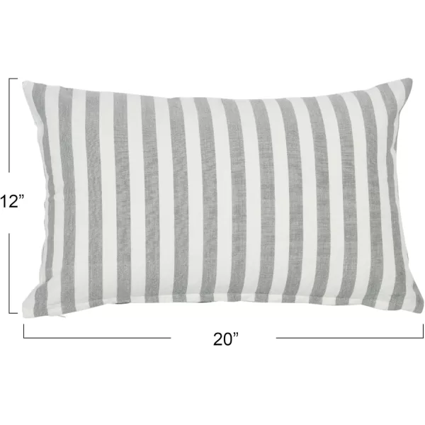 Creative CoOp Striped Cotton Grey Lumbar Pillow 20quot L x 12quot WGray