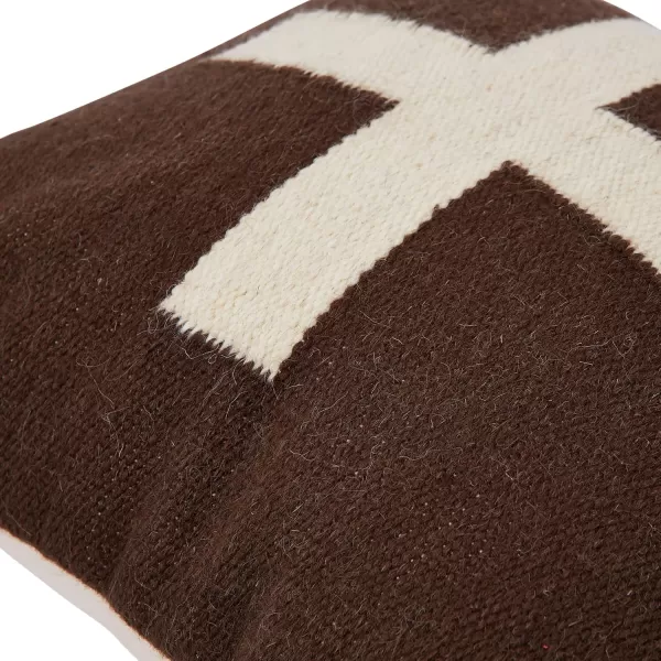 imageCreative CoOp Swiss Cross Cotton Wool Throw Pillow Brown and CreamBrown and Cream