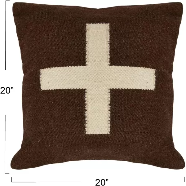 imageCreative CoOp Swiss Cross Cotton Wool Throw Pillow Brown and CreamBrown and Cream