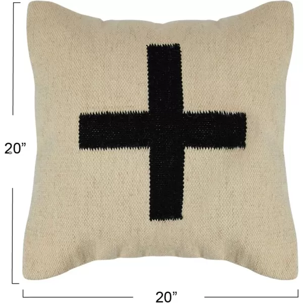 imageCreative CoOp Swiss Cross Cotton Wool Throw Pillow Brown and CreamCream and Black