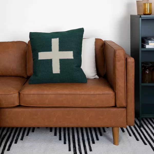 imageCreative CoOp Swiss Cross Cotton Wool Throw Pillow Brown and CreamGreen and Cream