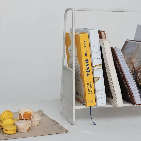 Creative CoOp Textured Metal Storage Rack Cream