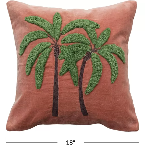 Creative CoOp Tropical Embroidered Velvet Pillow Multicolor Pink