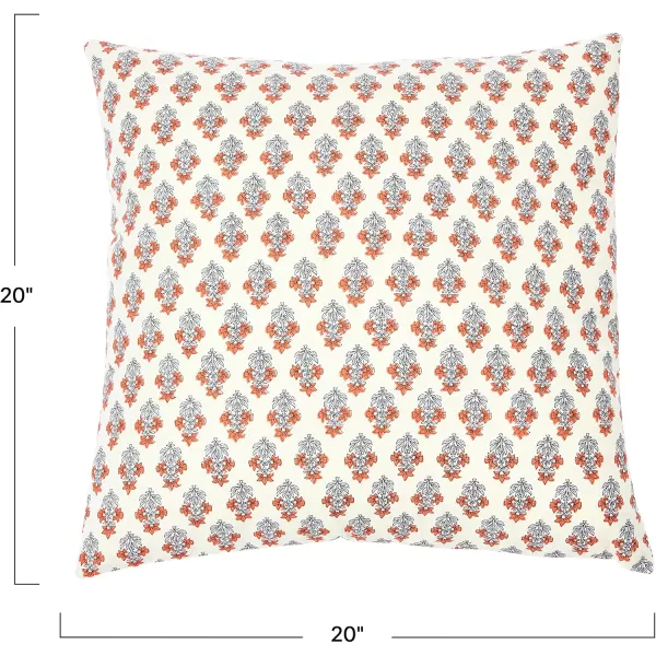 imageCreative CoOp Vintage Inspired Floral Block Pattern Square Cotton Decorative Throw Pillow Black ampamp WhiteRed  Cream