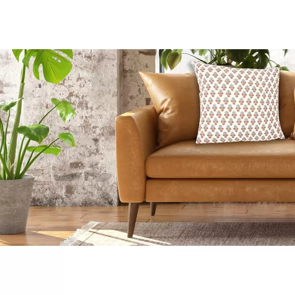 imageCreative CoOp Vintage Inspired Floral Block Pattern Square Cotton Decorative Throw Pillow Black ampamp WhiteRed  Cream