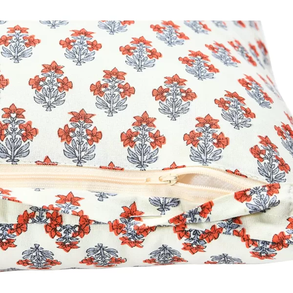 imageCreative CoOp Vintage Inspired Floral Block Pattern Square Cotton Decorative Throw Pillow Black ampamp WhiteRed  Cream