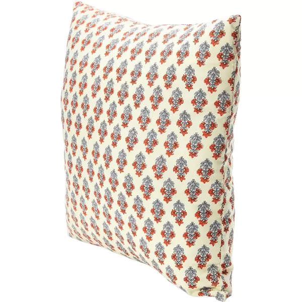 imageCreative CoOp Vintage Inspired Floral Block Pattern Square Cotton Decorative Throw Pillow Black ampamp WhiteRed  Cream