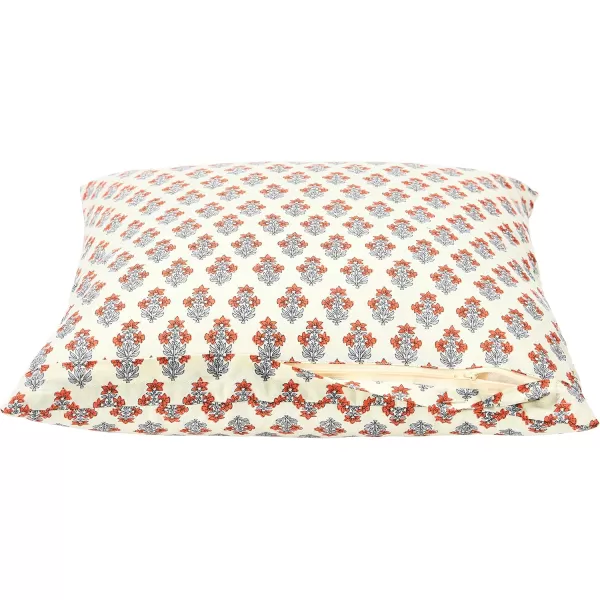 imageCreative CoOp Vintage Inspired Floral Block Pattern Square Cotton Decorative Throw Pillow Black ampamp WhiteRed  Cream
