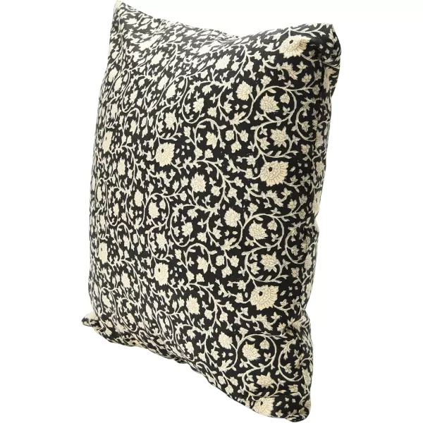 imageCreative CoOp Vintage Inspired Floral Block Pattern Square Cotton Decorative Throw Pillow Black ampamp WhiteWhite  Black