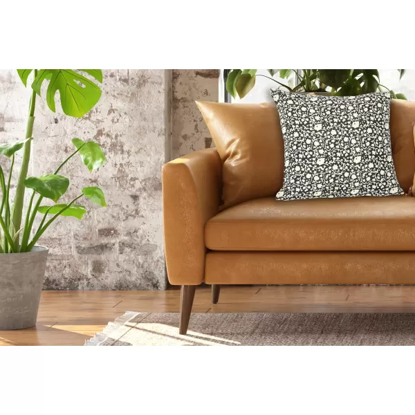 imageCreative CoOp Vintage Inspired Floral Block Pattern Square Cotton Decorative Throw Pillow Black ampamp WhiteWhite  Black