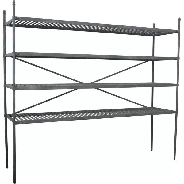 Creative CoOp Vintage Reproduction Metal Shelf with Slatted Shelves Zinc Finish