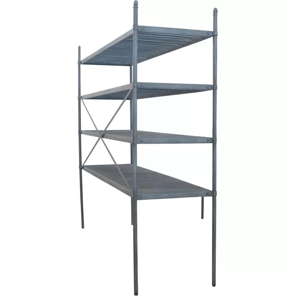 Creative CoOp Vintage Reproduction Metal Shelf with Slatted Shelves Zinc Finish