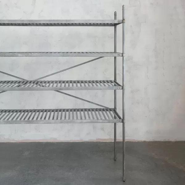 Creative CoOp Vintage Reproduction Metal Shelf with Slatted Shelves Zinc Finish