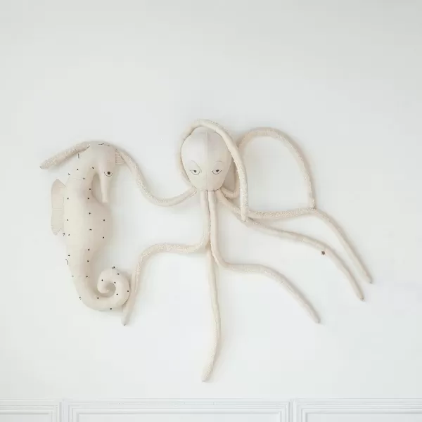 Creative CoOp White Cotton and Linen Octopus Shaped PillowOctopus