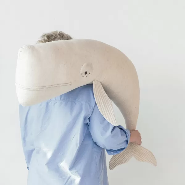 Creative CoOp White Cotton and Linen Octopus Shaped PillowWhale