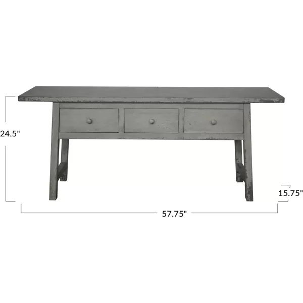 Creative CoOp White Reclaimed Wood Console Table with Drawers Distressed