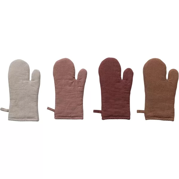 imageCreative CoOp Woven Linen and Cotton Waffle Pad Berry Color Hot Mitt Pink