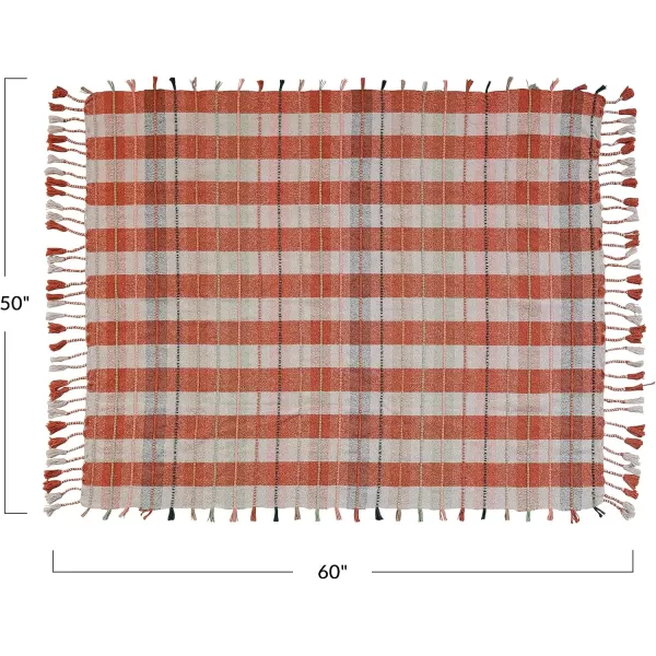 Creative CoOp Woven Recycled Cotton Blend Plaid Pattern and Braided Fringe Multicolor Throw Blanket Multi
