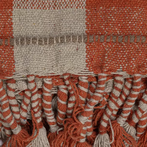 Creative CoOp Woven Recycled Cotton Blend Plaid Pattern and Braided Fringe Multicolor Throw Blanket Multi