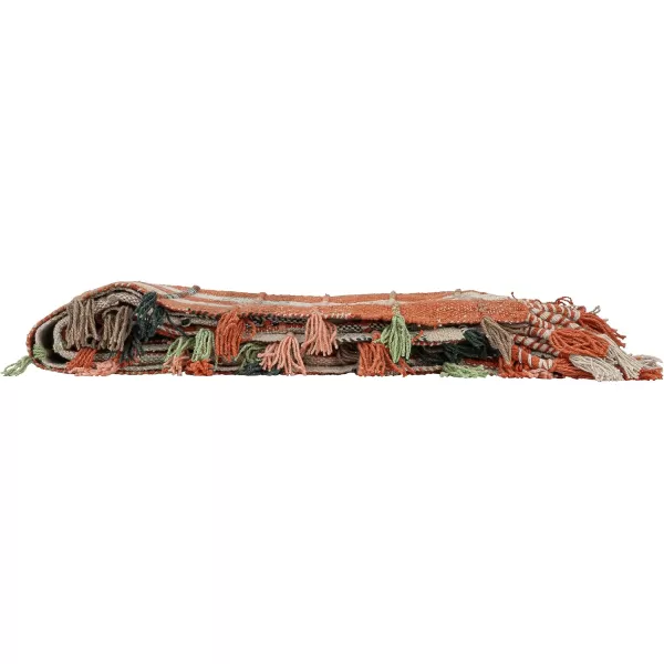 Creative CoOp Woven Recycled Cotton Blend Plaid Pattern and Braided Fringe Multicolor Throw Blanket Multi