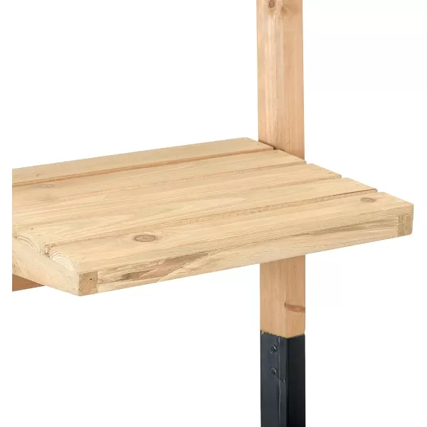 Creative Coop EC0543 Fir Wood Shelf Metal Base Decorative Ladder Natural