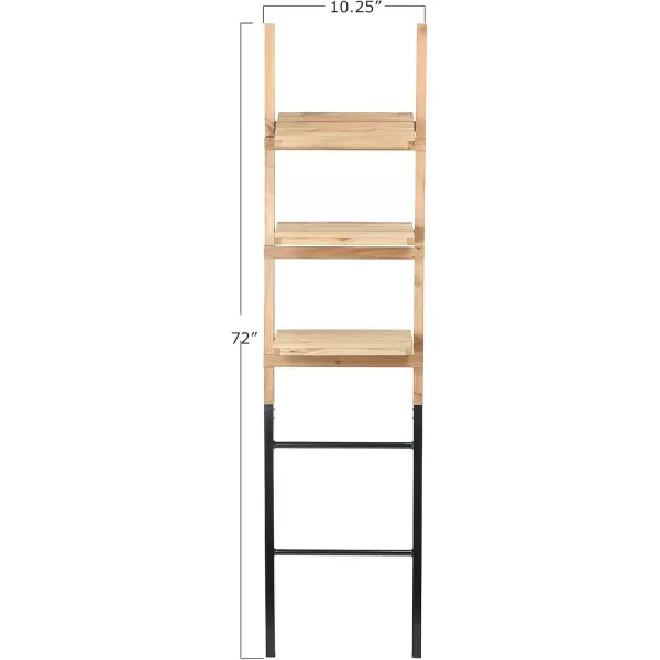 Creative Coop EC0543 Fir Wood Shelf Metal Base Decorative Ladder Natural