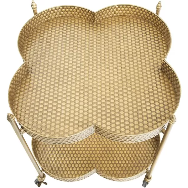 Metal Clover Shaped Bar Cart in GoldAntiqued Brass